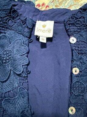 J.Marie Navy Crochet Floral Dress